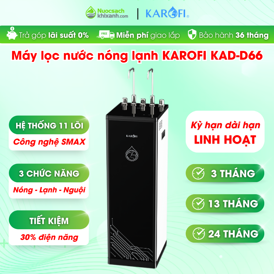 THUÊ MUA KAD D66 MÁY LỌC NƯỚC KAROFI NÓNG LẠNH BLOCK