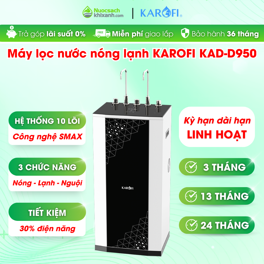 THUÊ MUA KAD D950 MÁY LỌC NƯỚC KAROFI NÓNG LẠNH