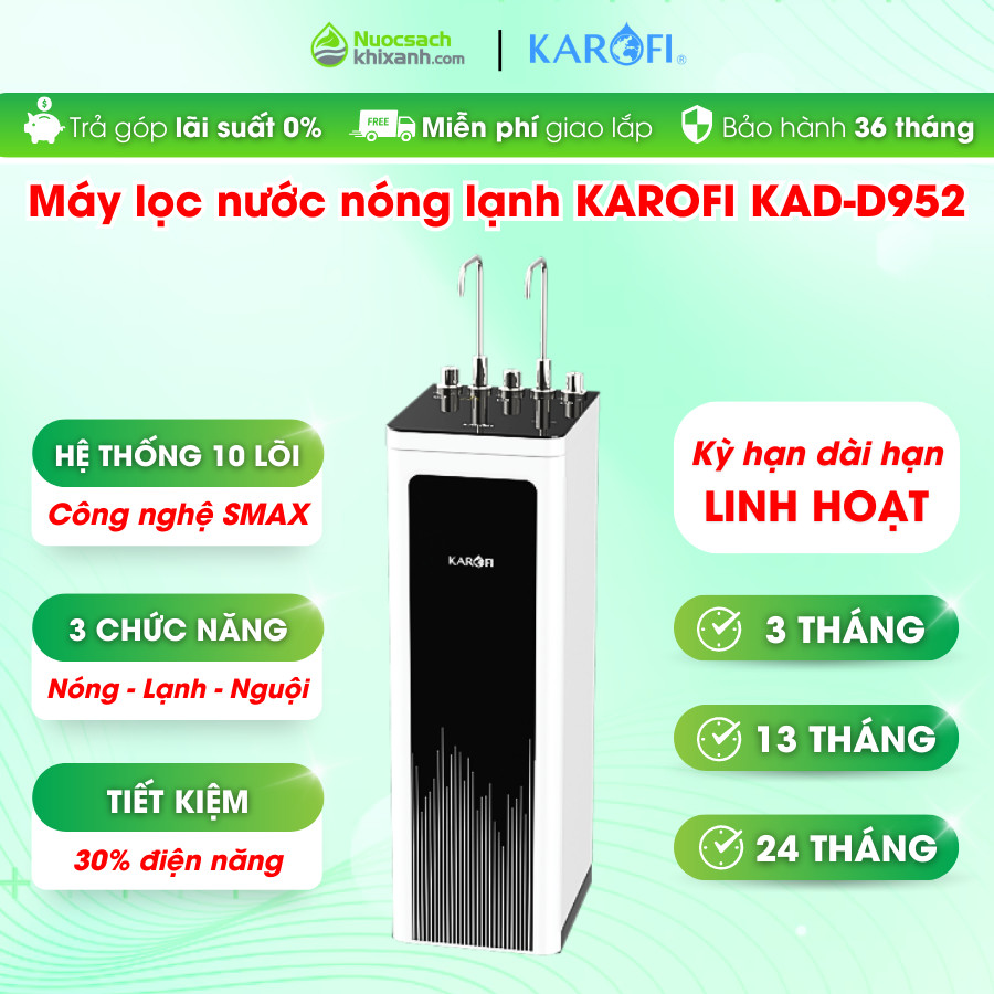 THUÊ MUA KAD D952 MÁY LỌC NƯỚC  KAROFI NÓNG LẠNH