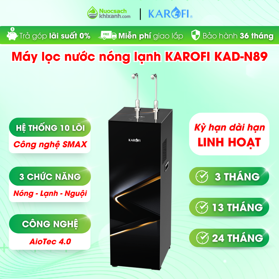 THUÊ MUA KAD N89 MÁY LỌC NƯỚC KAROFI NÓNG LẠNH 5 CHẾ ĐỘ NHIỆT