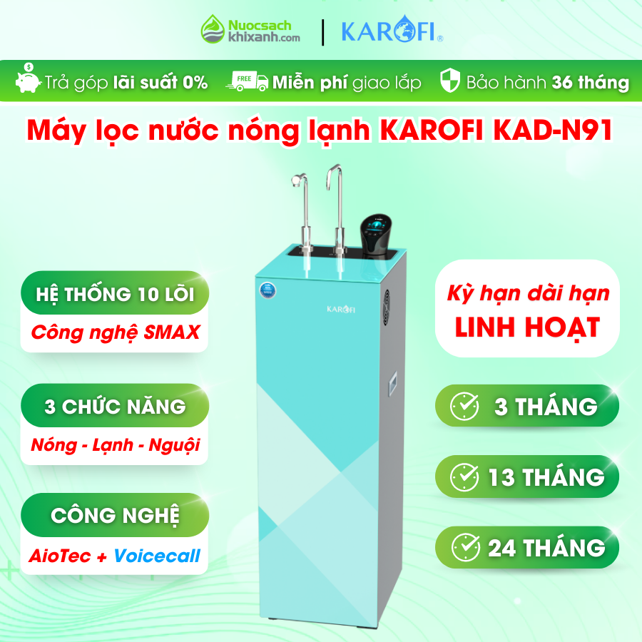 THUÊ MUA KAD N91 MÁY LỌC NƯỚC KAROFI VOICECALL ĐIỀU KHIỂN GIỌNG NÓI