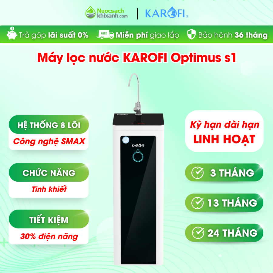 THUÊ MUA OPTIMUS S1 MÁY LỌC NƯỚC KAROFI 1 VÒI CÓ TỦ