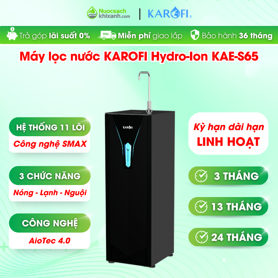 THUÊ MUA KAE S65 MÁY LỌC NƯỚC KAROFI HYDRO ION KIỀM