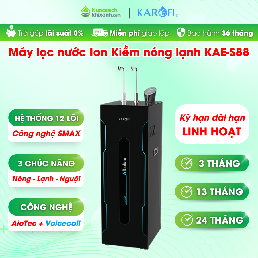 THUÊ MUA  KAE - S88 MÁY LỌC NƯỚC KAROFI ION KIỀM NÓNG LẠNH