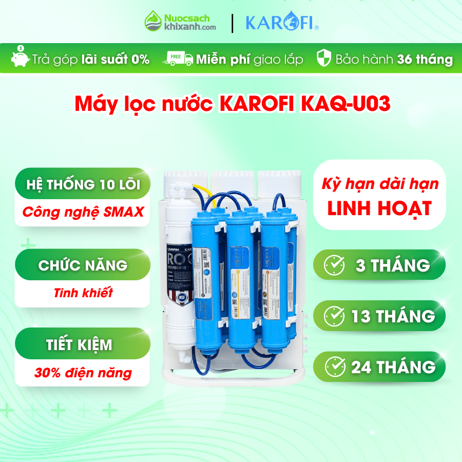 THUÊ MUA KAQ U03 MÁY LỌC NƯỚC KAROFI ĐỂ GẦM