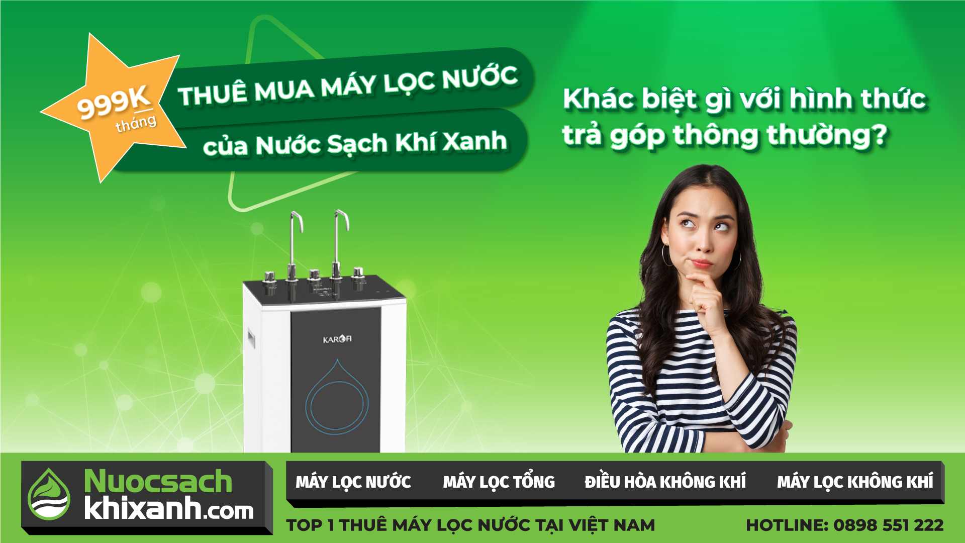 THAM GIA THUÊ MÁY LỌC NƯỚC 999K/THÁNG NGƯỜI DÙNG ĐƯỢC LỢI GÌ SO VỚI TRẢ GÓP MÁY THÔNG THƯỜNG ?