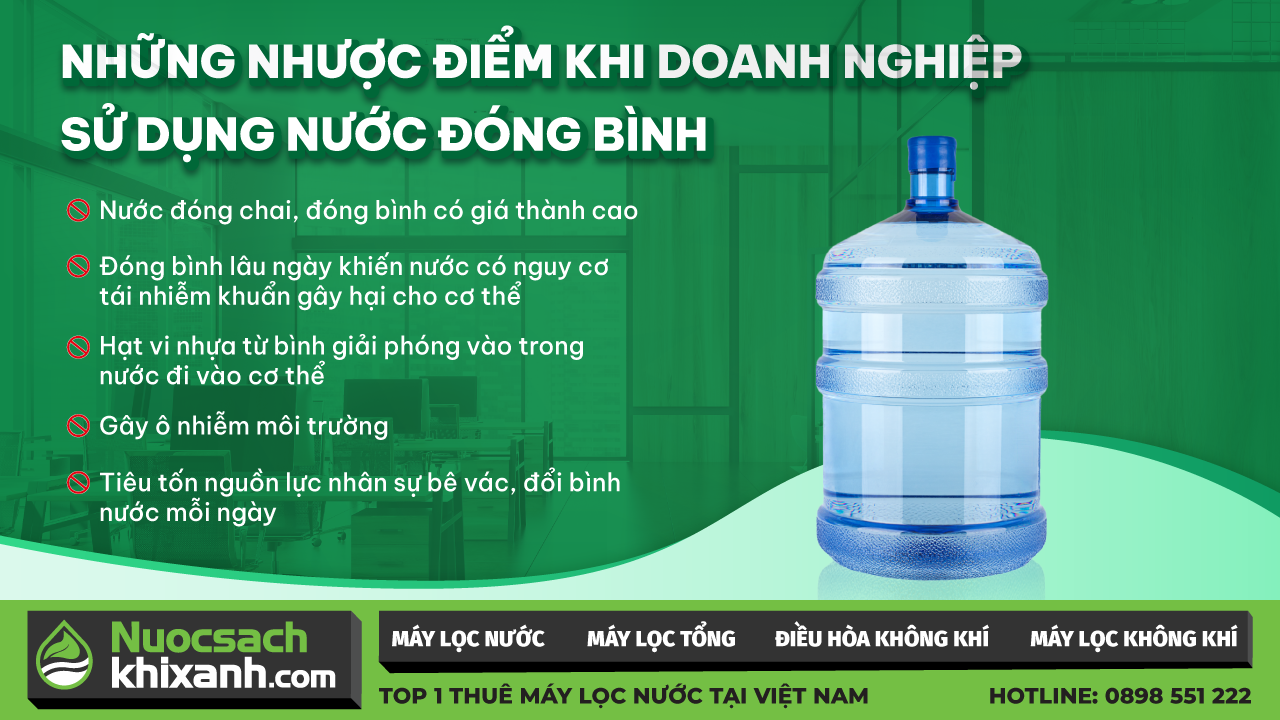 Nhược điểm của dòng nước đóng bình khi sử dụng