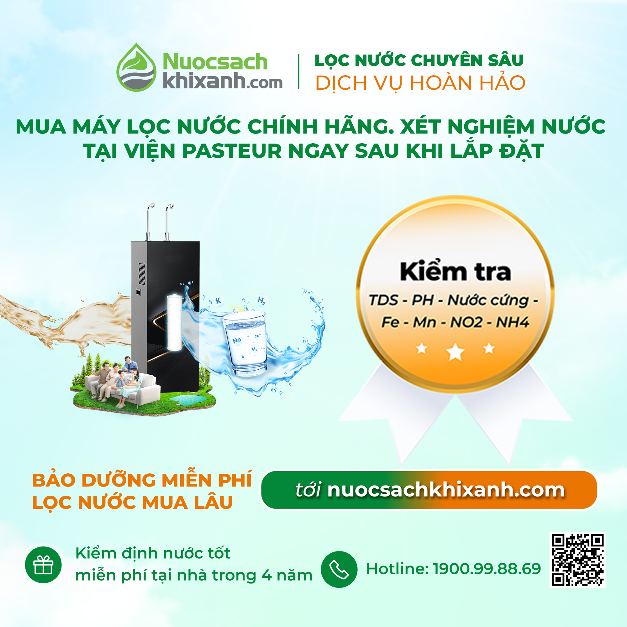 Kiểm định miễn phí lọc nước lâu năm - Tới Nuocsachkhixanh.com